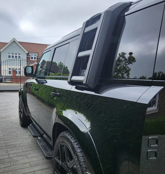 Black Deployable Side Mounted Ladder for Defender L663 10 Black Deployable Side Mounted Ladder for Defender L663