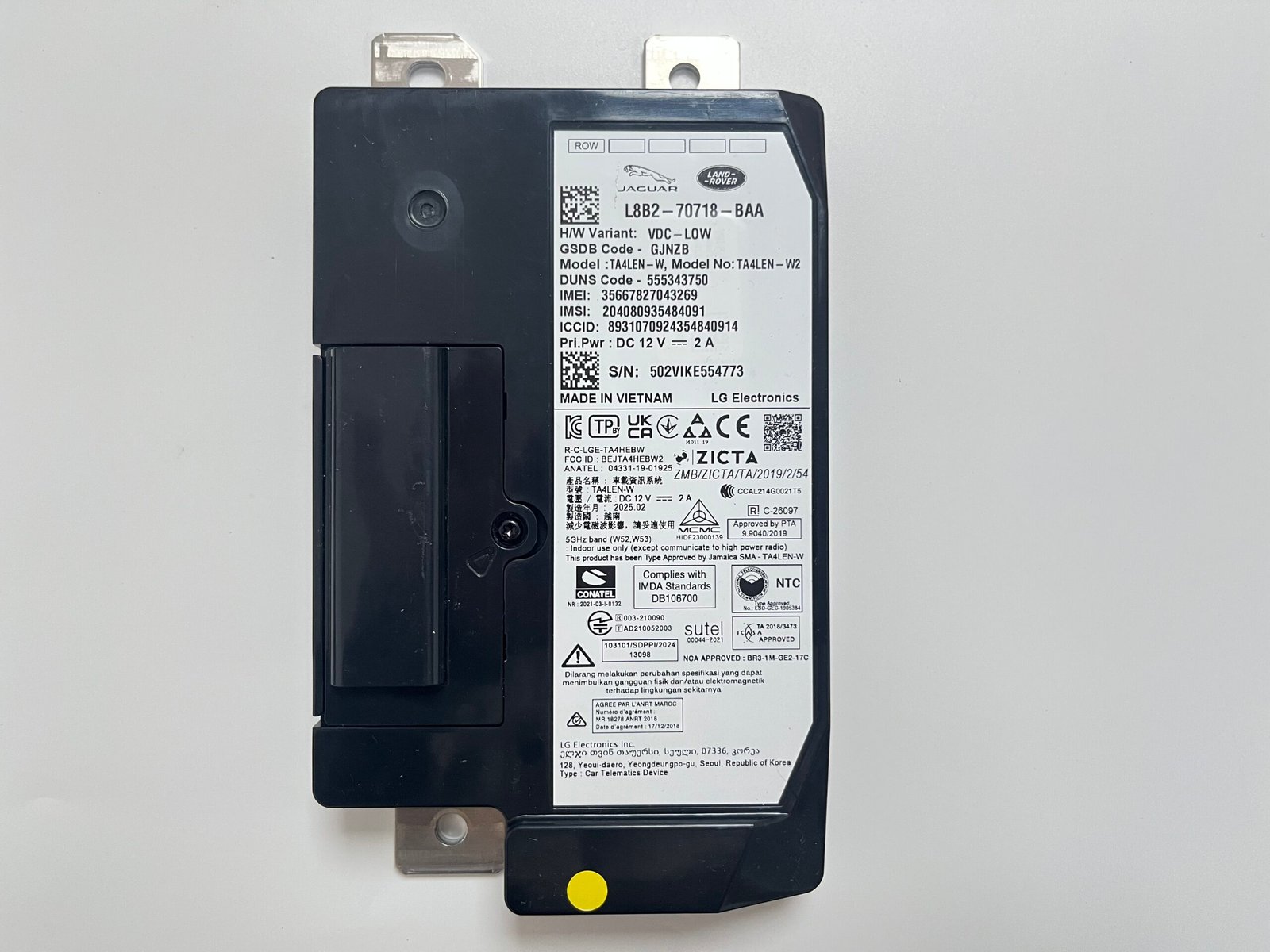 JLR TCU L8B2-70718-BAA Telematics Control Unit 3 TCU